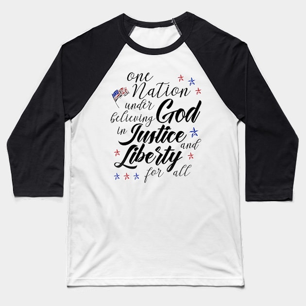 nation under believing god 4th of July outfit Baseball T-Shirt by jodotodesign